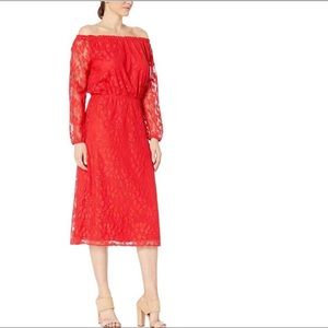 Nine West Women’s Lace off - shoulder Midi Dress